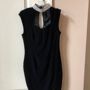Black velvet rhinestone embellished Windsor dress